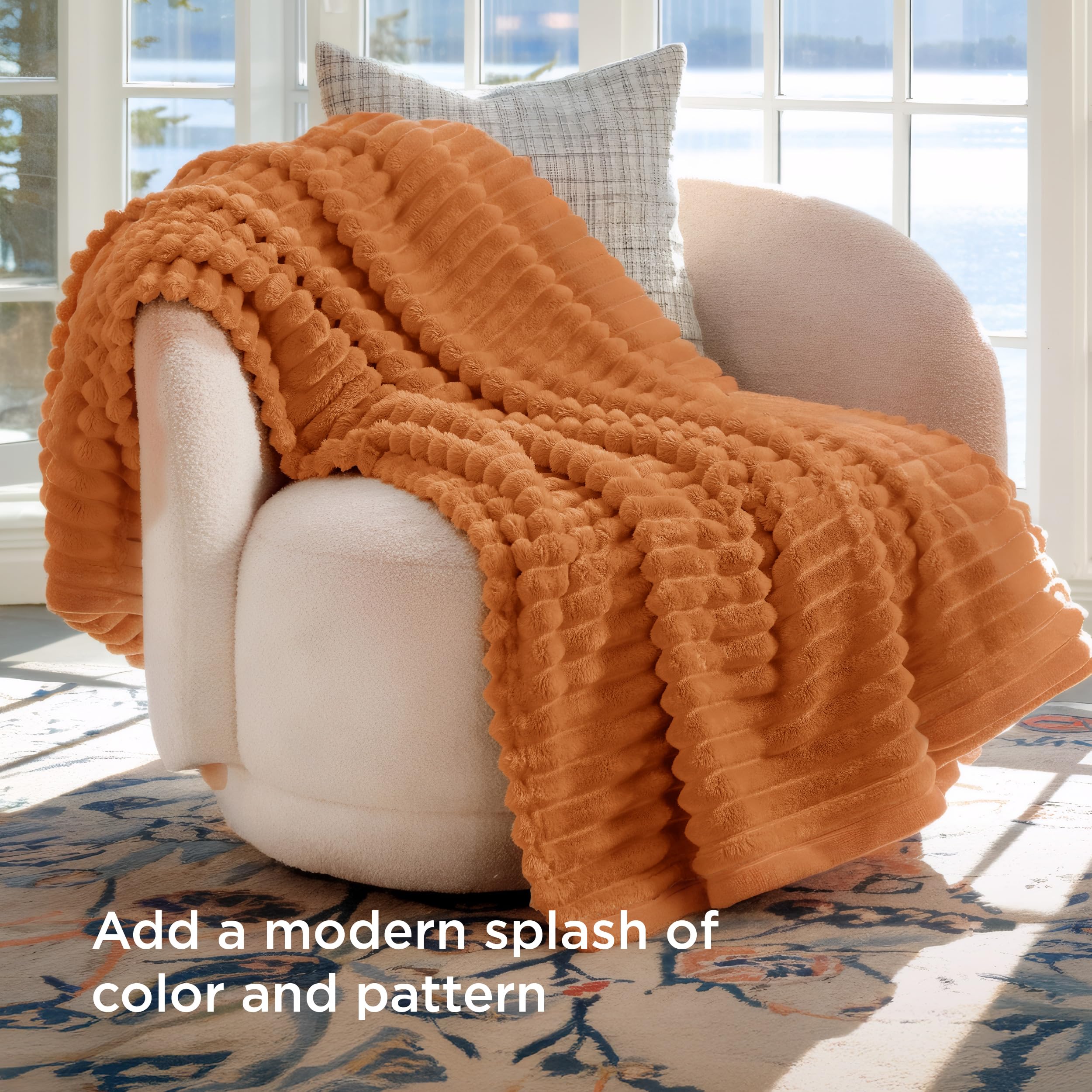 Bedsure Soft Burnt Orange Throw Blanket for Couch Decor Gifts 50"x60"