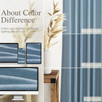 Nanspring Blue Linen Blend Semi Sheer Light Filtering Curtains 86 Inches Long 2 Panel Set Pocket Back Tab Privacy Home Decor Curtain Drapes for Bedroom Living Room 52x86