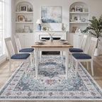 zesthome Washable Rug 5x7 Area Rugs,Stain Resistant Rugs for Living Room,Bedroom,Non-Slip Backing Home Decor Rug, Vintage Medallion Pattern Rugs (Blue,5'x7')