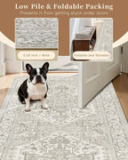Madane 6x9 Area Rugs for Living Room, Stain Resistant Washable Rugs, Non-Slip Backing Area Rug, Vintage Home Decor Rug for Bedroom (Beige/Brown, 6'x9')