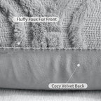 decorUhome Throw Pillow Covers 20x20 Inch Set of 2, Soft Plush Faux Wool Grey Solid Couch Pillow Covers, Accent Farmhouse Neutral Square Pillow Cases for Sofa Bed Living Room