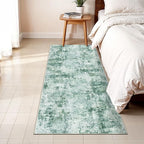2x5 Washable Runner Rug for Hallway: Non Slip Entryway Runners Rugs Easy-to-Clean - Soft Living Room Bedroom Carpet - Thin Low Pile Floor Mat for Dining Room Green