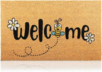Bee - 17"x29" - Coir Door Mat with Heavy Duty Backing - Welcome Mats for Entryway, Porch - Anti-Slip PVC & Coconut Fiber Surface - Natural Home Accessories, Minimalist Original Design
