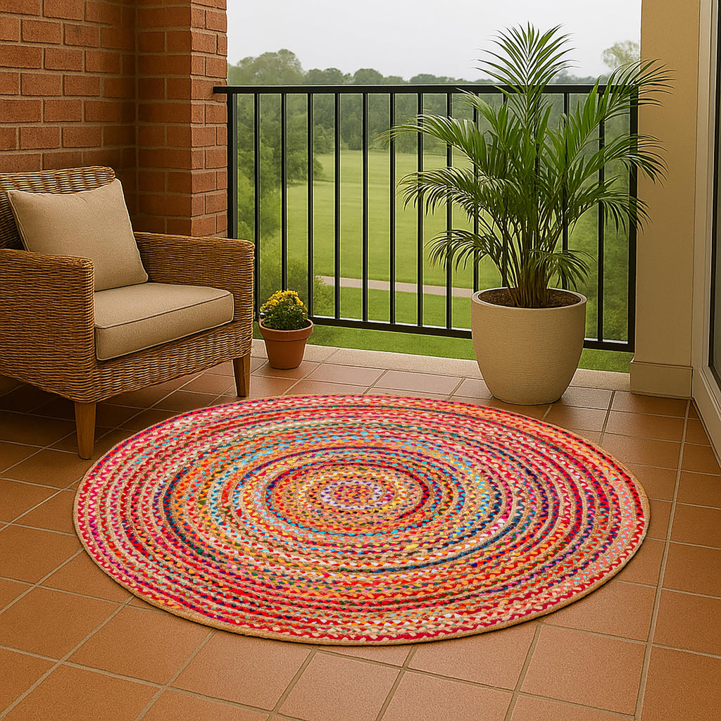 Hausattire Braided Boho Round Rug, Multicolor, 5 ft