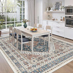 zesthome 9x12 Area Rugs,Stain Resistant Washable Rug,Ultra-Thin Rugs for Living Room,Bedroom,Non-Slip Backing Home Decor Large Area Rug (Navy Blue/Red,9'x12')