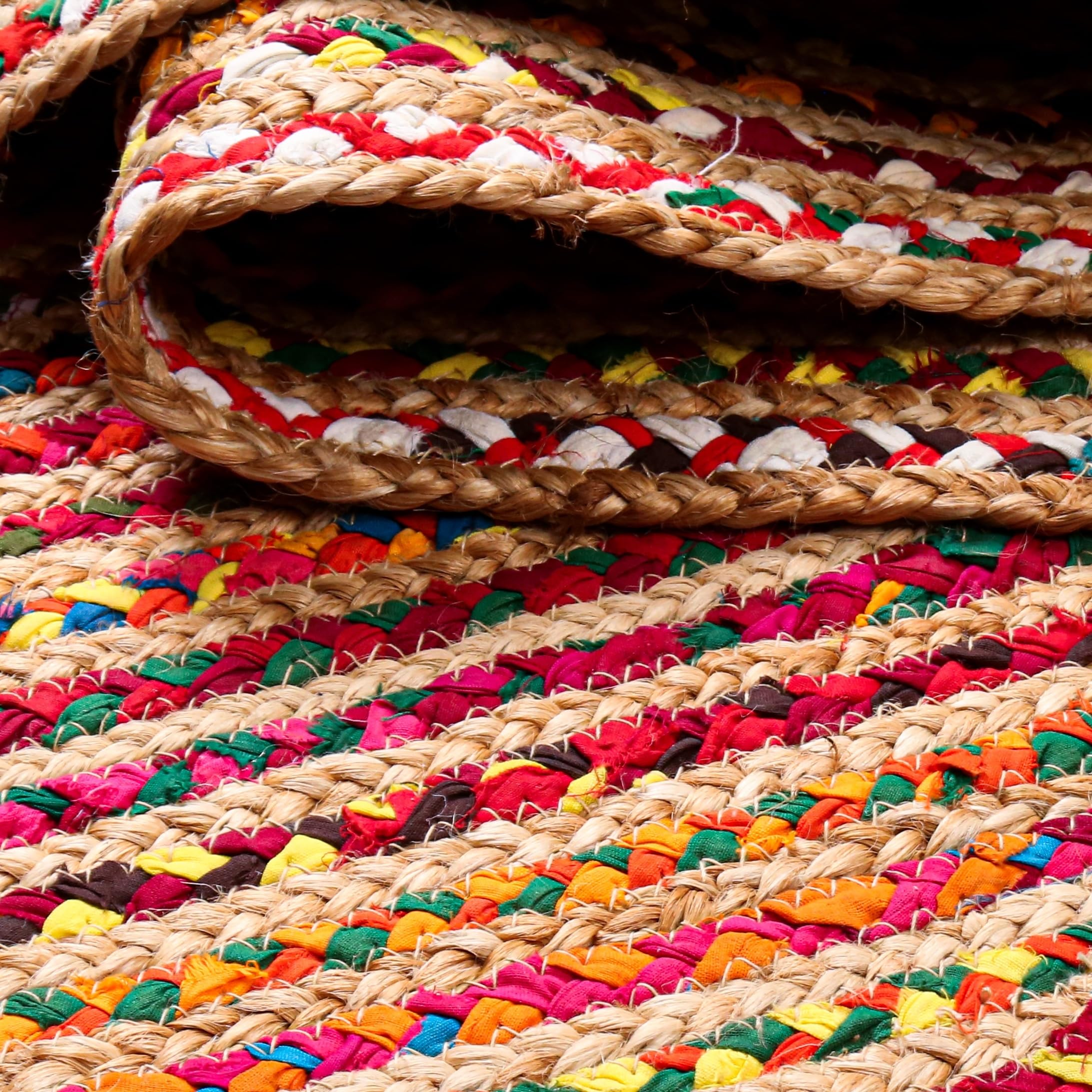 Hausattire Braided Boho Round Rug, Multicolor, 5 ft