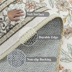 TOPRUUG 2x12 Washable Runner Rug - 12ft Runners for Hallway Non Slip Kitchen Rugs Soft Low Pile Carpet for Bedroom Bathroom Stain Resistant Vintage Floral Floor Mat Home Decor (Floral/Cream, 2X12)