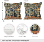Rustic Autumn Forest Pillow Covers 18x18 Double-Sided, Fall Home Room Decor, Vintage Botanical Nature William Morris Inspired Decorative Throw Pillow Covers for Home Bedroom Living Room