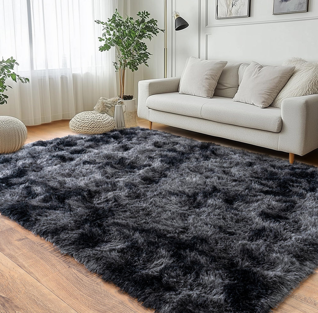 Super Fluffy Area Rug for Living Room 5x7, Shaggy Carpet, Dark Grey
