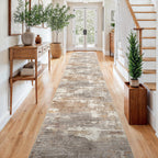 3x15 Runner Rug Washable Abstract: Non Slip Hallway Floor Mat Brown/Brick