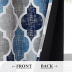 Beauoop Moroccan 100% Blackout Curtains Bedroom Blue Grey 50x84 2 Panels