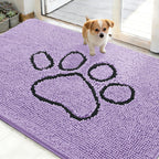OLANLY Dog Door Mat for Muddy Paws 48x30, Paw Print Design Chenille Mud Mat