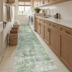 Runner Rug 2x10 Washable Non-Slip Hallway Runner Rugs for Kitchen Bathroom Laundry Room Green/Ivory Vintage Floor Carpet Runners for Hallways Entryway