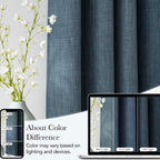 NICETOWN Short Faux Linen Mist Blue Blackout Curtains 63 inches Long for Kitchen - Privacy Panels for Living Room Bedroom, Modern Farmhouse Style Easy Care Grommet Top, 2 Panels, W42 by L63