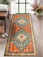 SERISSA 3x5 Washable Non Slip Boho Area Rug for Bedroom，Rust — 2' x 5' (Runner)