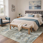 BEIMO Area Rugs 8x10 for Living Room Bedroom, Modern Abstract Machine Washable Rug, Large Soft Low Pile Floor Carpet with Non Slip Backing for Dining Room, Blue/Taupe