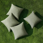MIULEE Pack of 4 Decorative Outdoor Throw Pillow Covers Linen Waterproof Pillow Covers Summer Farmhouse Cushion Cases for Patio Garden Tent Balcony Couch Sofa 16x16 Inch Gray Green