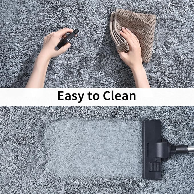 Soft Runner Rugs for Bedroom Hallways, 2 Packs 2x6 Grey Fluffy Shag Throw Area Rug Non Slip for Bedside Dorm, Long Shaggy Furry Carpet for Nursery Living Room