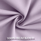 Yakamok Lilac 100% Blackout Curtains 72 Inches Long with 2 Thick Layers-Light Purple Room Darkening Thermal Insulated Window Curtain Set of 2 Panels for Bedroom Living Room 52x72 Inches,Lavender