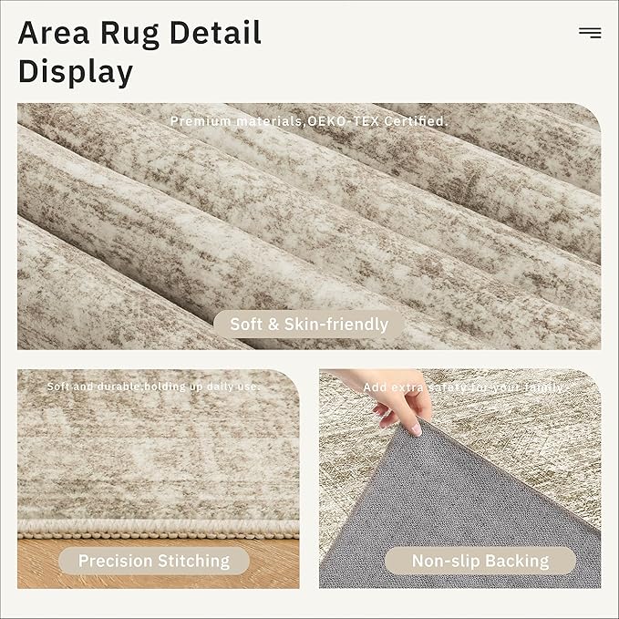 Soalmost Hallway Runner Rug 2'6" x 12' Washable Long Kitchen Rugs Brown