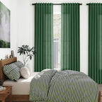 Green Semi Sheer Curtains 120 Inches Long 2 Panels Set Back Tab Loop Pocket Linen Blend Boho Large Window Curtain Extra Long Light Filtering Drapes High Ceiling Curtains for Living Room 52x120