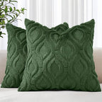 decorUhome Throw Pillow Covers 22x22 Inch Set of 2, Soft Plush Faux Wool Forest Elf Solid Couch Pillow Covers, Accent Euro Sham Farmhouse Neutral Square Pillow Cases for Sofa Bed Living Room