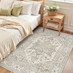 Madane Area Rug 4x6 Washable Rugs Vintage for Living Room, Beige/Brown