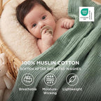 Bedsure 100% Cotton Muslin Throw Blanket Large 50x70 Inches - 4-Layer Breathable and Lightweight Thin Soft Summer Gauze Muslin Blankets for Adults, Sage Green, Boho Cotton Throw for Couch