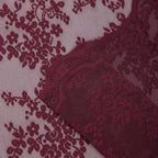 YJ YANJUN Vintage Lace Curtains 45 Inch Length-Victorian Floral Pattern Burgundy Sheer Curtain Panels for Kitchen Bathroom Laundry Room Small Windows Light Filtering 2 Panels 52W x 45L Red Wine