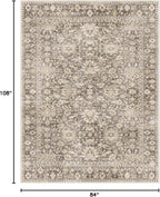 7X9 Area Rugs Machine Washable Rugs for Living Room Bedroom Hallway, Non Slip Indoor Soft Accent Distressed Boho Vintage Print Lightweight Thin Low Pile Carpet (Deep Brown/Gold, 7x9)