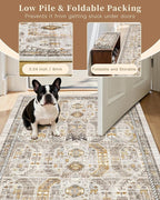 Madane Hallway Runner 3x8, Kitchen Rugs Washable Entry Rug, Brown/Gold