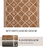 YIHOUSE Western Rugs for Living Room, 8x10 Moroccan Area Rug, Aztec Burnt Orange Large Rug, Southwestern Soft Low-Pile Washable Rugs for Bedroom, Dining Room