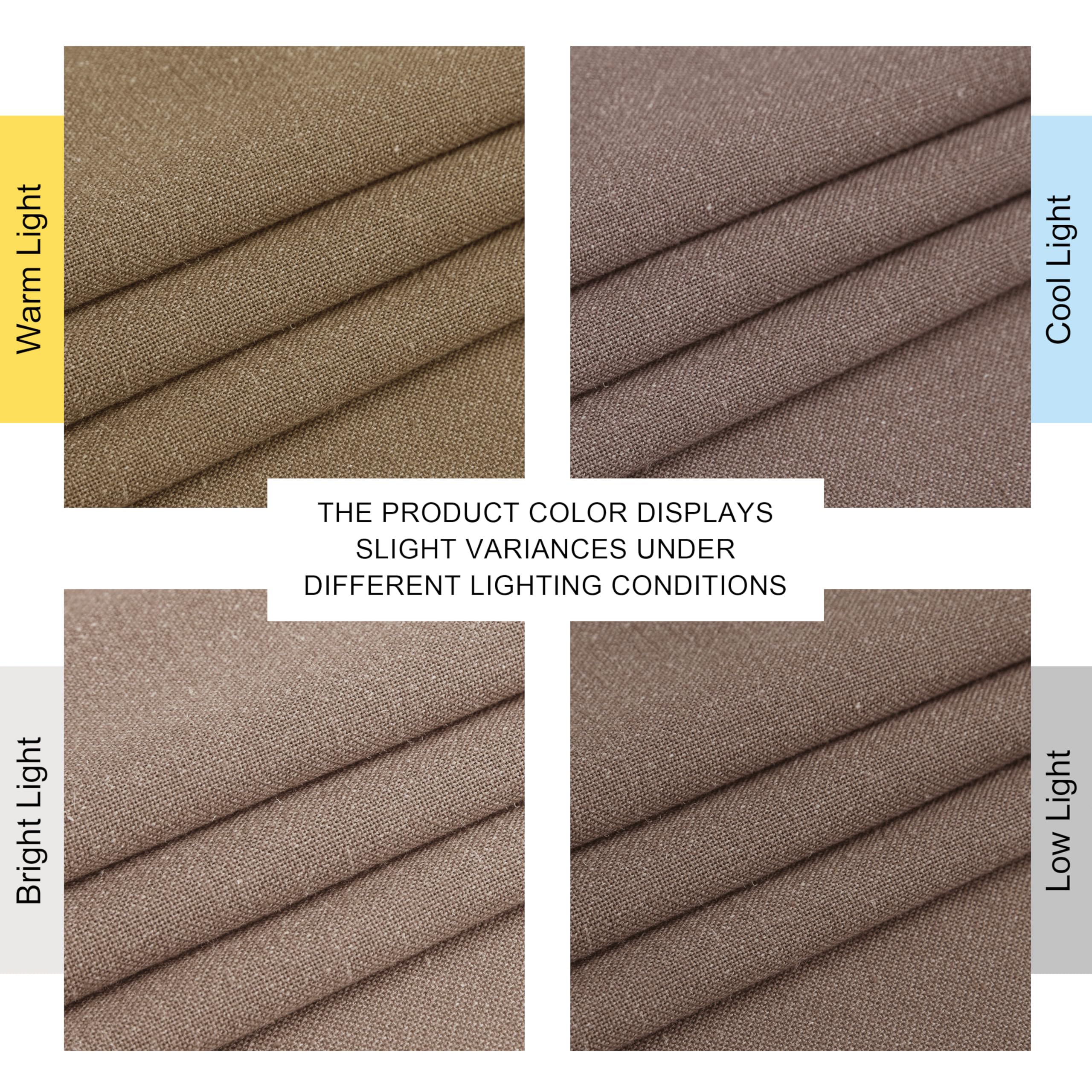 NICETOWN Linen Brown Curtains 84 inch Long, Grommet Privacy Added Thick Flax Window Treatments with Light Filtering Drapes for Bedroom/Farmhouse, W55 x L84, 2 Panels