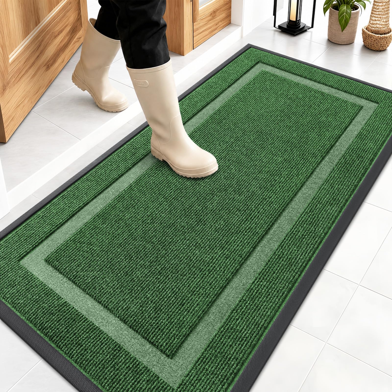 OLANLY Front Door Mat Outside 47x23, All-Season Heavy-Duty Rubber Doormat