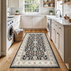 Washable 3x6 Hallway Runner Rug: Non-Slip Low Pile Rug for Hallway Kitchen Stain Resistant Soft Floor Mat Indoor Durable Lightweight Carpet for Bathroom Living Room Bedroom Entryway (Black, 3x6)