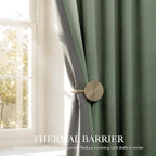 RYB HOME Forest Green 100% Blackout Linen Curtains 84 Length 52 Width, Privacy Assurd & Thermal Insulated Drapes for Bedroom/Sliding Door, Rod Pocket&Back Tab Modern Fashion Style, 2 Panels