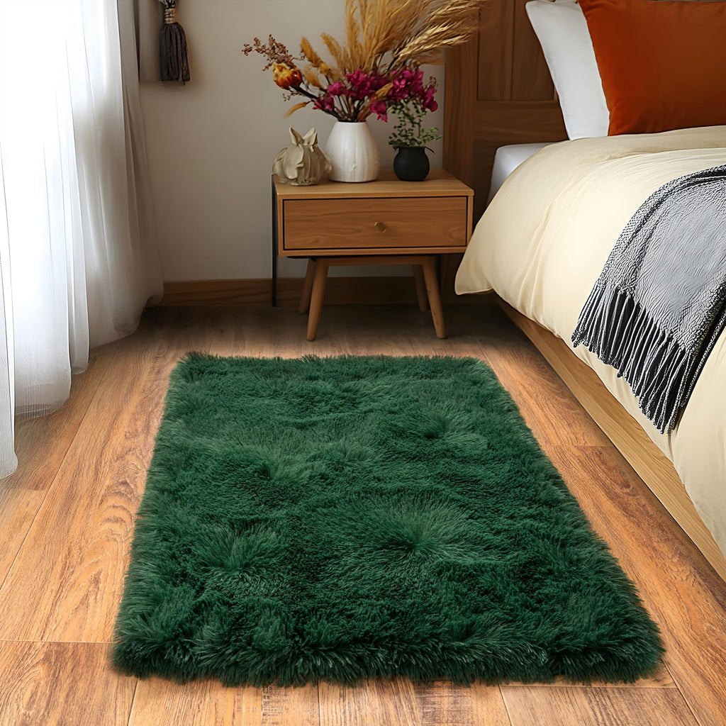 Quntue Runner Rugs for Bedroom 2x6 Rug Runners for Hallways Non Slip Soft Shag Bedside Rug, Fluffy Area Rug Throw Rugs for Living Room, Floor Carpet Runner for Nursery Kids Dorm, Rainbow Purple