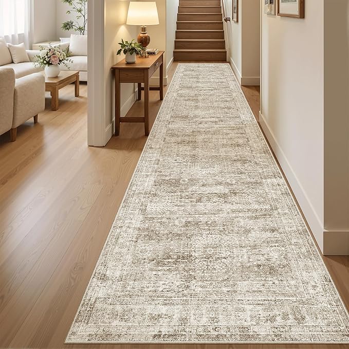 Soalmost Hallway Runner Rug 2'6"x10' Non-Slip Runners for Kitchen Brown