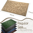 Beige Leaves Outdoor Indoor Entrance Doormats, Absorbent Durable Heavy Duty Welcome Front Door Mat,Thick Natural Rubber Back,Easy Clean Entryway Mat 17x30 Inch, Low Profile