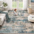 XLUEZ 5x7 Area Rugs for Living Room, Washable Modern Abstract Large Area Rug Neutral Soft Non Slip Kids Rug Stain Resistant Indoor Carpet for Bedroom Nursery Dining Room Playroom(GreenBrown, 5'x7')