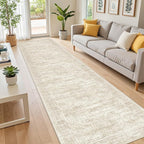 Long Bathroom Rugs Runner - Washable Runner Rugs for Hallway 2x10, Ultra-Thin Soft Kitchen Carpet Runner, Anti Slip Backing Runner Rugs for Entrance, Bedroom, Living Room(2'x10', Beige/Ivory)