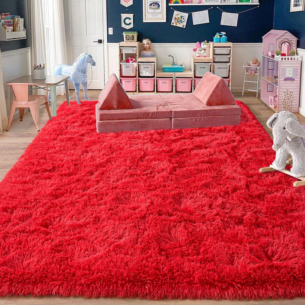 Quntue Rugs for Living Room 6x9, Soft Shaggy Modern Shag Area Rug for Bedroom, Upgrade Non-Slip Plush Fluffy Carpet for Kids Boys Girls Room Home Decor Aesthetic, Dark Grey