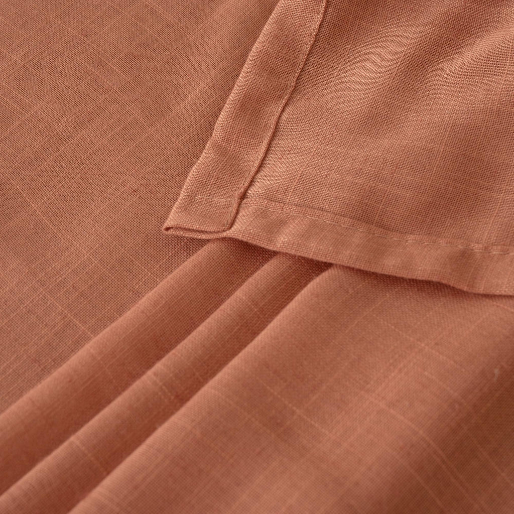 BGment Terracotta Linen Curtains 54 Inch Length for Short Living Room, Semi Sheer Burnt Orange Drapes Boho Rustic for Bedroom Decor with Rod Pocket Lightweight, 2 Panels Set, Each 42 Inch Wide