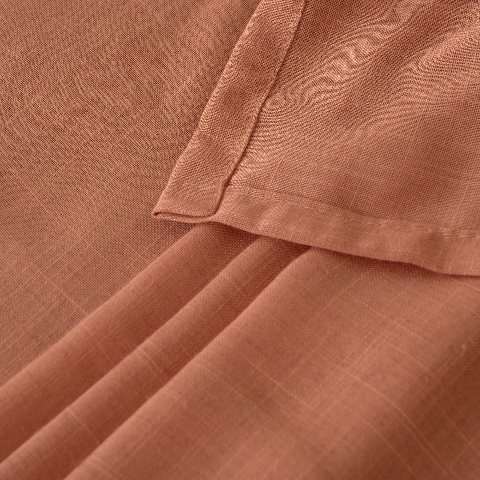 BGment Terracotta Linen Curtains 54 Inch Length for Short Living Room, Semi Sheer Burnt Orange Drapes Boho Rustic for Bedroom Decor with Rod Pocket Lightweight, 2 Panels Set, Each 42 Inch Wide