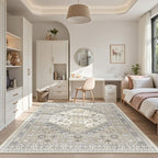 Restydon Area Rugs 5x7 Washable Rugs for Living Room, Beige