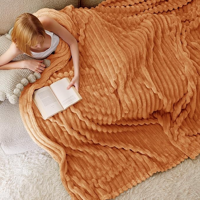 Bedsure Soft King Size Blankets for Bed Orange 108"x90"