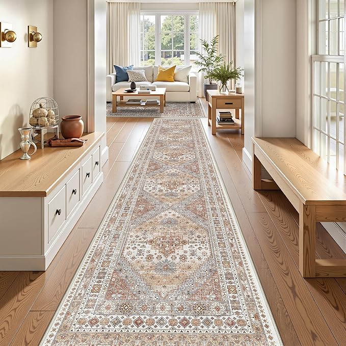 Restydon 3x14 Long Runner Rugs for Hallway Vintage Washable Rug, Orange