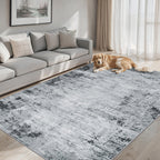 PLHXFR 8x10 Area Rug Living Room: Modern Abstract Washable Carpet Black