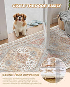 4x8 Rug for Bedroom,Wide Runner Rug for Hallway, Non Slip Washable Runner Rug for Living Room, Low Pile Soft Entryway Kitchen Rug, Vintage Home Decor Mat for Dining Room(Orange,4'x8')