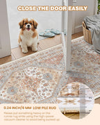 Restydon Washable Runner Rug 2.5x14, Long Kitchen Rugs Non-Slip, Orange